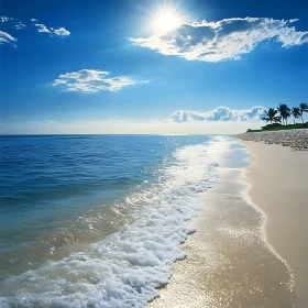 Coastal Calm: Waves on a Sunny Beach