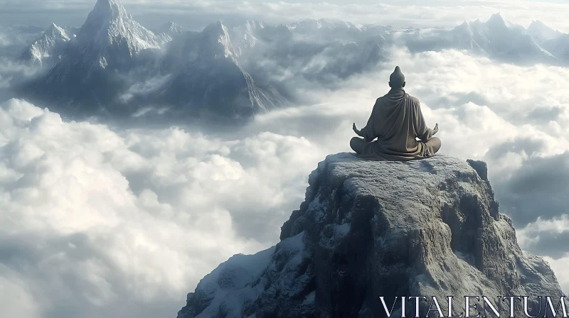 AI ART Mountain Peak Meditation