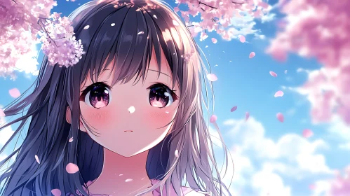 Anime Portrait in Cherry Blossom Spring