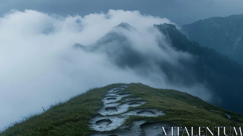 Foggy Mountain Trail AI Image