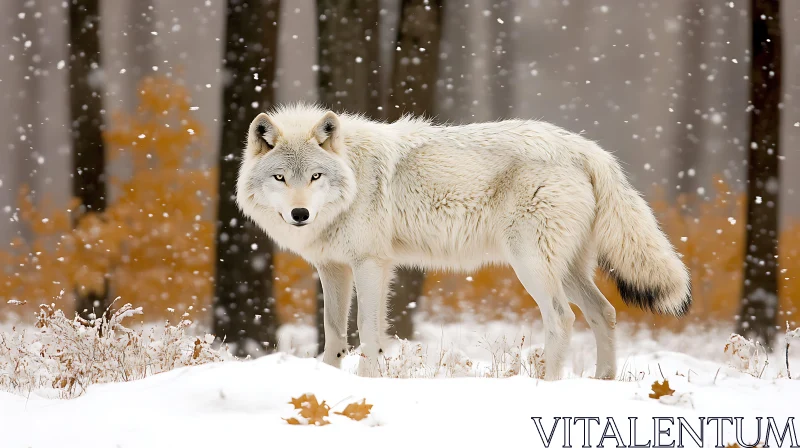 AI ART Wolf in Snowy Woods