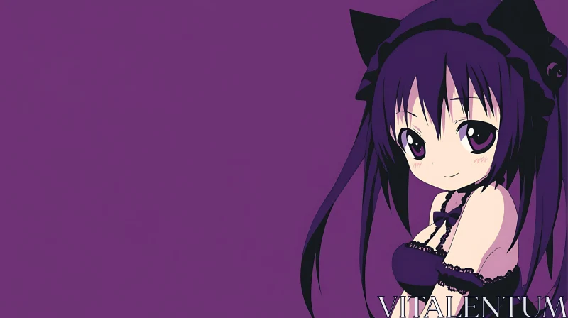 AI ART Cute Anime Character in Purple Attire