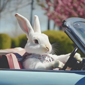 Funny Bunny in Car Artwork