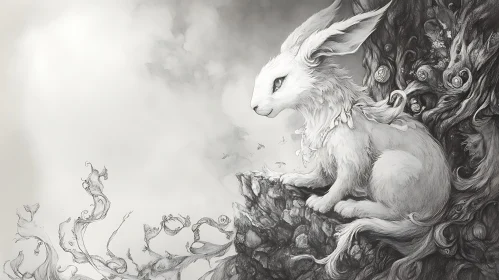 Monochrome Rabbit Illustration