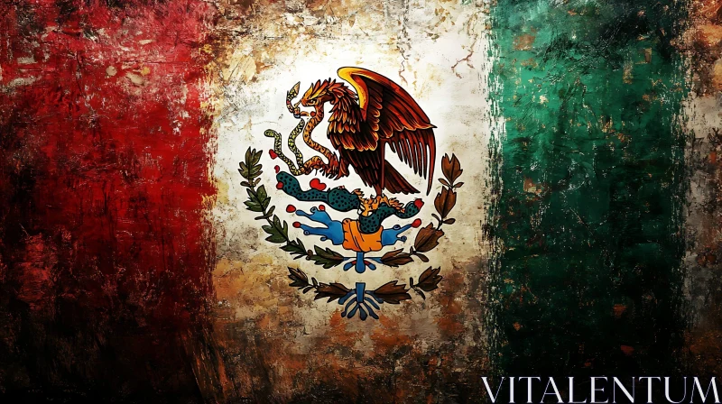 AI ART Grunge Style Mexican National Flag Art