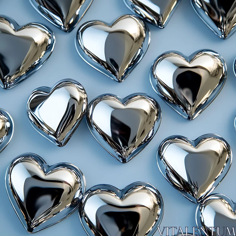 AI ART Reflective Heart Shapes in a Seamless Art Design