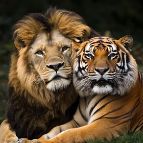 Majestic Lion and Tiger Portrait