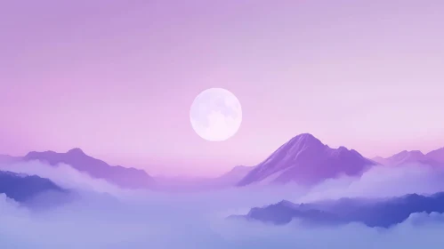 Misty Mountains Under Moonlight