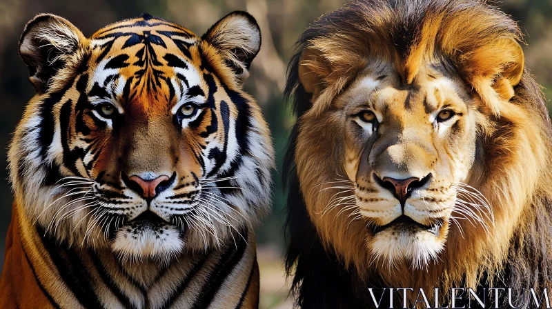 Majestic Lion and Tiger Face Off AI Image