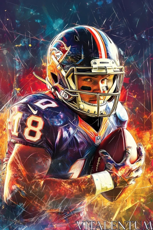 Dynamic Digital Art of American Football Player AI Image