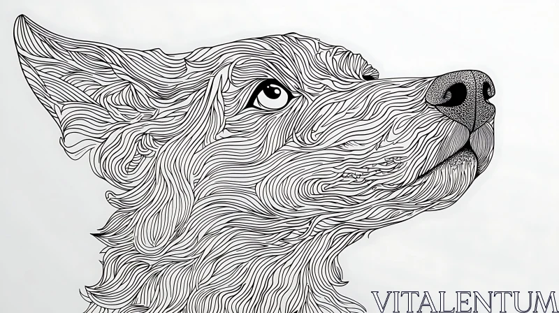 Intricate Dog Line Drawing AI Image