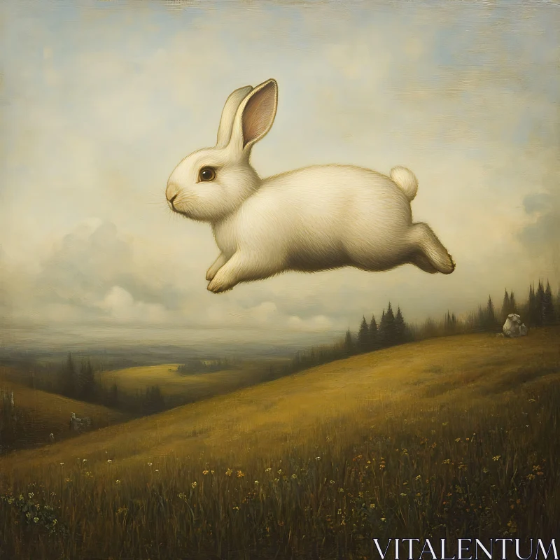 AI ART Leaping Hare Landscape