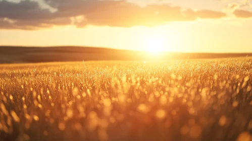 Sunset Over a Golden Wheat Field