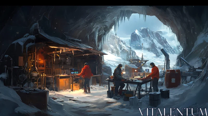 AI ART Scientists at Work in Arctic Cave