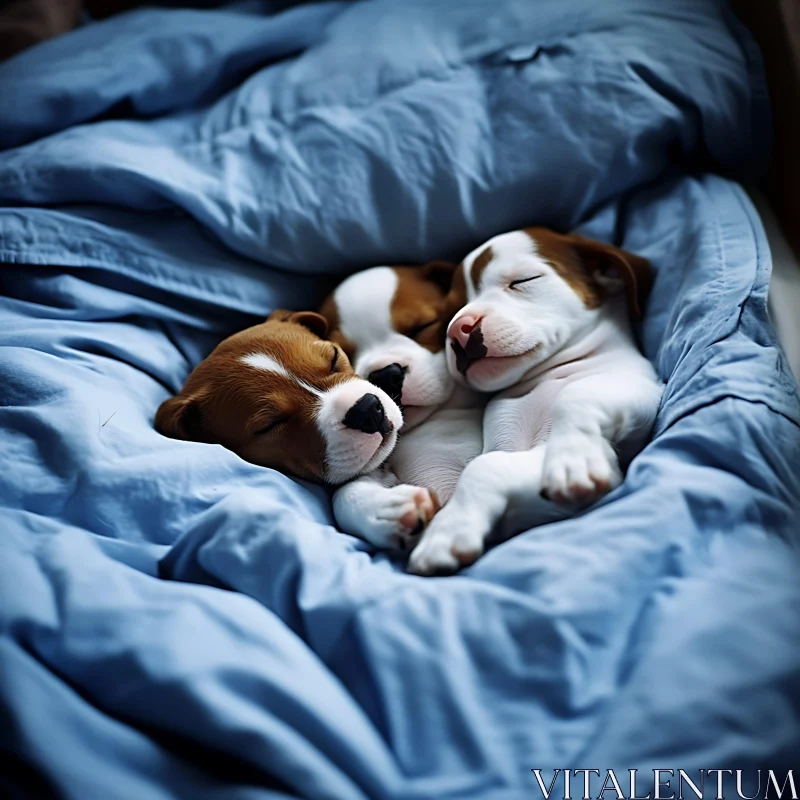 Heartwarming Image of Three Sleeping Puppies AI Image