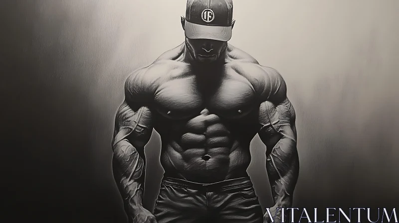 AI ART B&W Portrait of a Bodybuilder