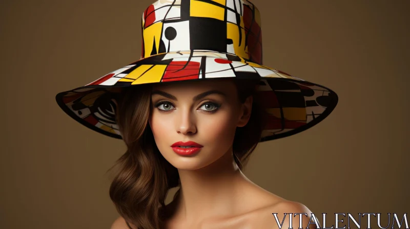 Abstract Print Hat: Colorful and Glamorous Fashion Accessory AI Image