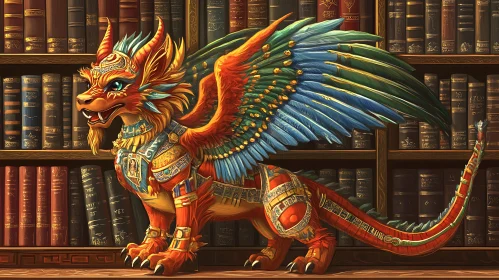 Armored Dragon in Ancient Library