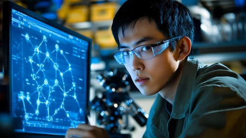 Man Analyzing Data on Computer