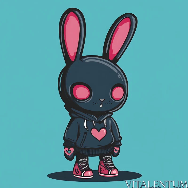 AI ART Cartoon Rabbit with Pink Accents