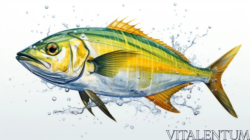 Colorful Illustration of a Yellow and Green Fish AI Image