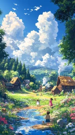 Charming Rural Village Scene