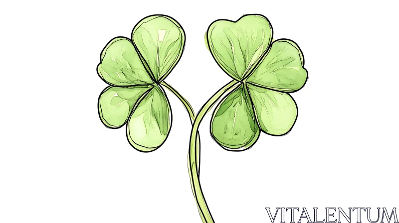 Lucky Clovers Watercolor Drawing AI Image