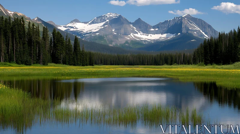 Scenic Mountain Lake Landscape AI Image