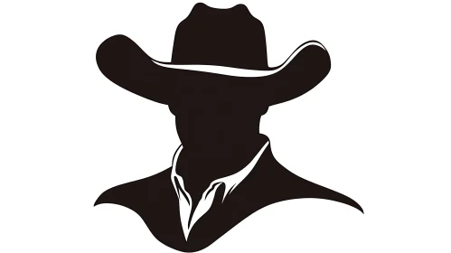 Monochrome Cowboy Portrait Silhouette Art