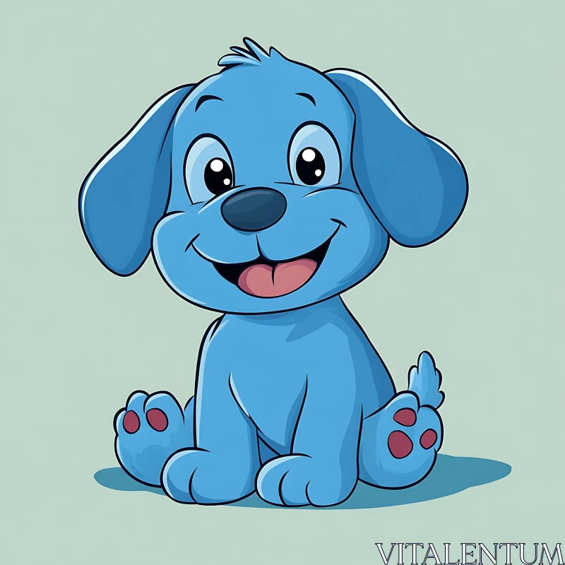 AI ART Happy Blue Cartoon Dog Artwork