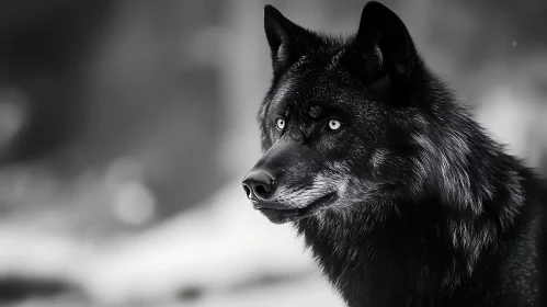 Monochrome Wolf Portrait