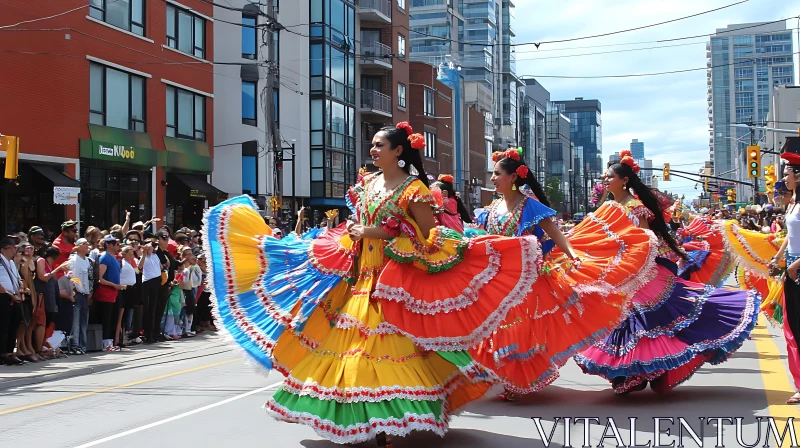 AI ART Colorful Dresses in a Street Parade