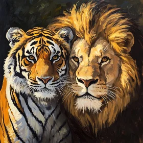 Majestic Lion and Tiger Duo