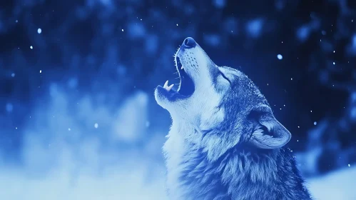 Wolf Howling in Winter