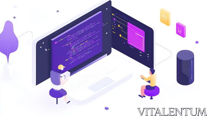 Isometric Software Development Scene AI Image