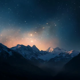 Snowy Peaks at Night