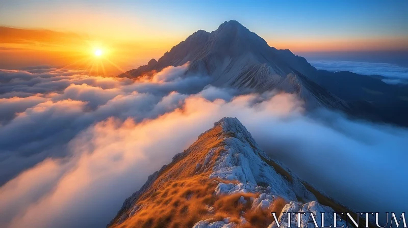 AI ART Sunrise Over Mountain Cloudscape