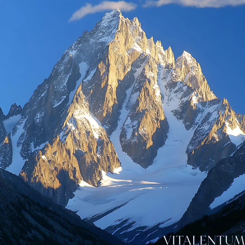 Sunlit Mountain Range AI Image