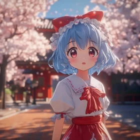 Cherry Blossom Anime Scene