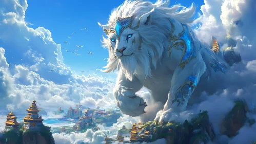 Fantasy Lion in Sky Kingdom