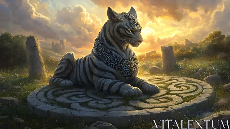 AI ART Guardian Tiger with Celtic Ornament