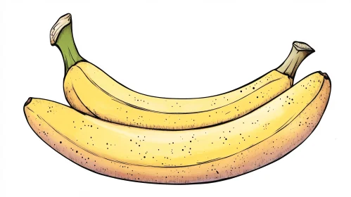 Illustration of Two Yellow Bananas