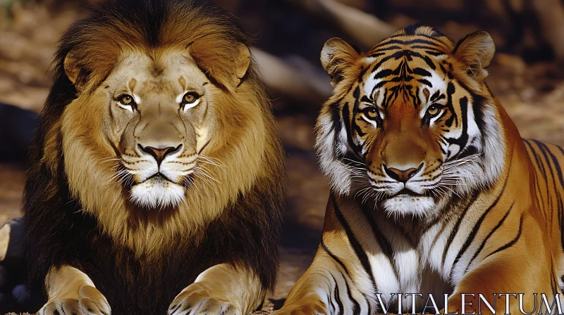 Portrait of Lion and Tiger Together AI Image