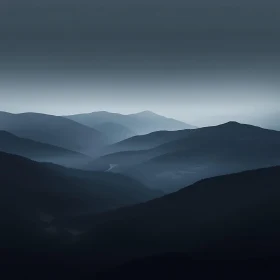 Misty Blue Mountain Range