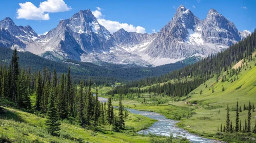 Scenic Mountain River Valley