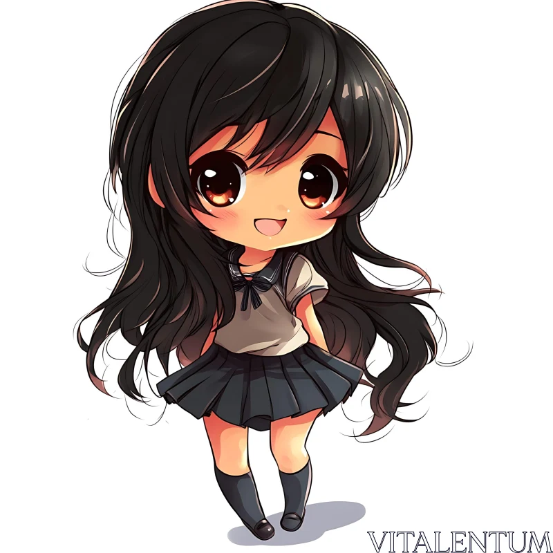 Cute Chibi Girl Anime Art AI Image