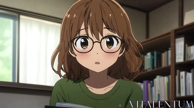 Surprised Anime Girl Holding a Book AI Image