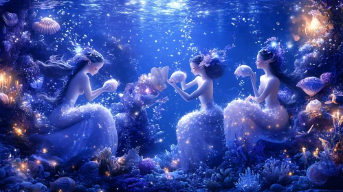 Mystical Underwater Realm with Mermaids