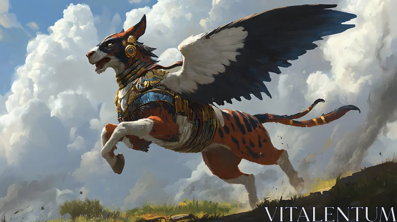 Fantasy Winged Animal in Flight AI Image