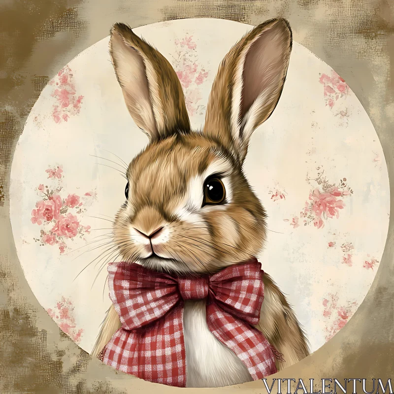 Charming Bunny with Floral Background AI Image